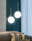 Lampa Sufitowa Wisząca Szklana Kula G106-1W Złota Biała 11
