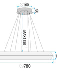 LAMPA SUFITOWA WISZĄCA LED APP1769-CP Złota 80cm 11