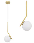 Lampa Sufitowa Wisząca Szklana Kula G106-1W Złota Biała 1