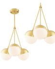 Lampa Wisząca Szklana Kula Mleczna APP688-3CP Złota 1