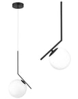 Lampa Sufitowa Wisząca Szklana Kula G107-1W Czarna Biała 1