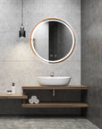 Lustro Ścienne Led 70cm Mmj Miedziane Szczotkowane 2