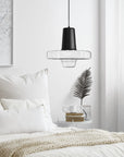 Lampa Wisząca Szklana Metalowa LED APP552-1CP Czarna