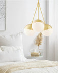 Lampa Wisząca Szklana Kula Mleczna APP688-3CP Złota 4