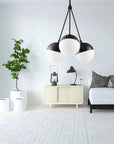 Lampa Wisząca Szklana Kula Mleczna APP687-3CP Czarna 4