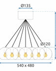Lampa Sufitowa Wisząca Szklane Kule APP561-13CP