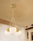 Lampa Wisząca Szklana Kula Mleczna APP688-3CP Złota