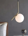 Lampa Sufitowa Wisząca Szklana Kula G106-1W Złota Biała 5