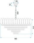 Lampa Wisząca Z Kryształami G057-CP 50cm Złota 6