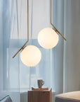 Lampa Sufitowa Wisząca Szklana Kula G106-1W Złota Biała 6