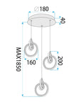 LAMPA SUFITOWA WISZĄCA LED LHJ093-3CP ZŁOTA 7
