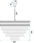 Lampa Wisząca Z Kryształami G048-CP 50CM ZŁOTA 7