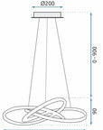 Lampa Sufitowa Wisząca Ring Nowoczesna LED + Pilot APP391-CP Czarna