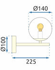 Lampa Ścienna Kinkiet Szklana Kula APP684-1W Złota 7