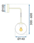 Lampa Ścienna Kinkiet Szklany APP685-1W Złota