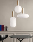 Lampa Wisząca Sufitowa Szklana Mleczna APP668-1CP Złota