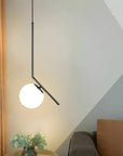 Lampa Sufitowa Wisząca Szklana Kula G107-1W Czarna Biała 9
