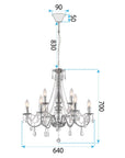 LAMPA SUFITOWA WISZĄCA EBT016-9CP CHROM 9