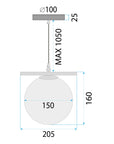 Złota Lampa Wisząca Biała Kula APP1667-1CP 6