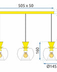 Lampa Sufitowa Wisząca Szklana Kula APP903-3CP Złota