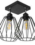 Lampa Sufitowa Wisząca Podwójna Plafon Metalowa 392194 Czarna