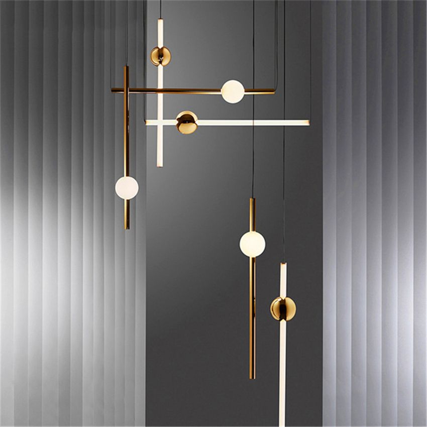 Lampa Sufitowa Wisząca Długa LED APP475-CP Złota – Domilampy.pl