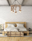 Lampa Sufitowa Wisząca Żyrandol Boho Sznur 5 E27 App677-5cp