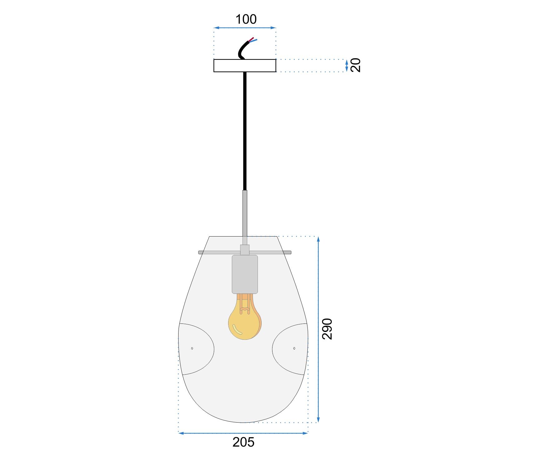 Lampa Sufitowa Wisząca Szklana APP327-1CP NIEBIESKA