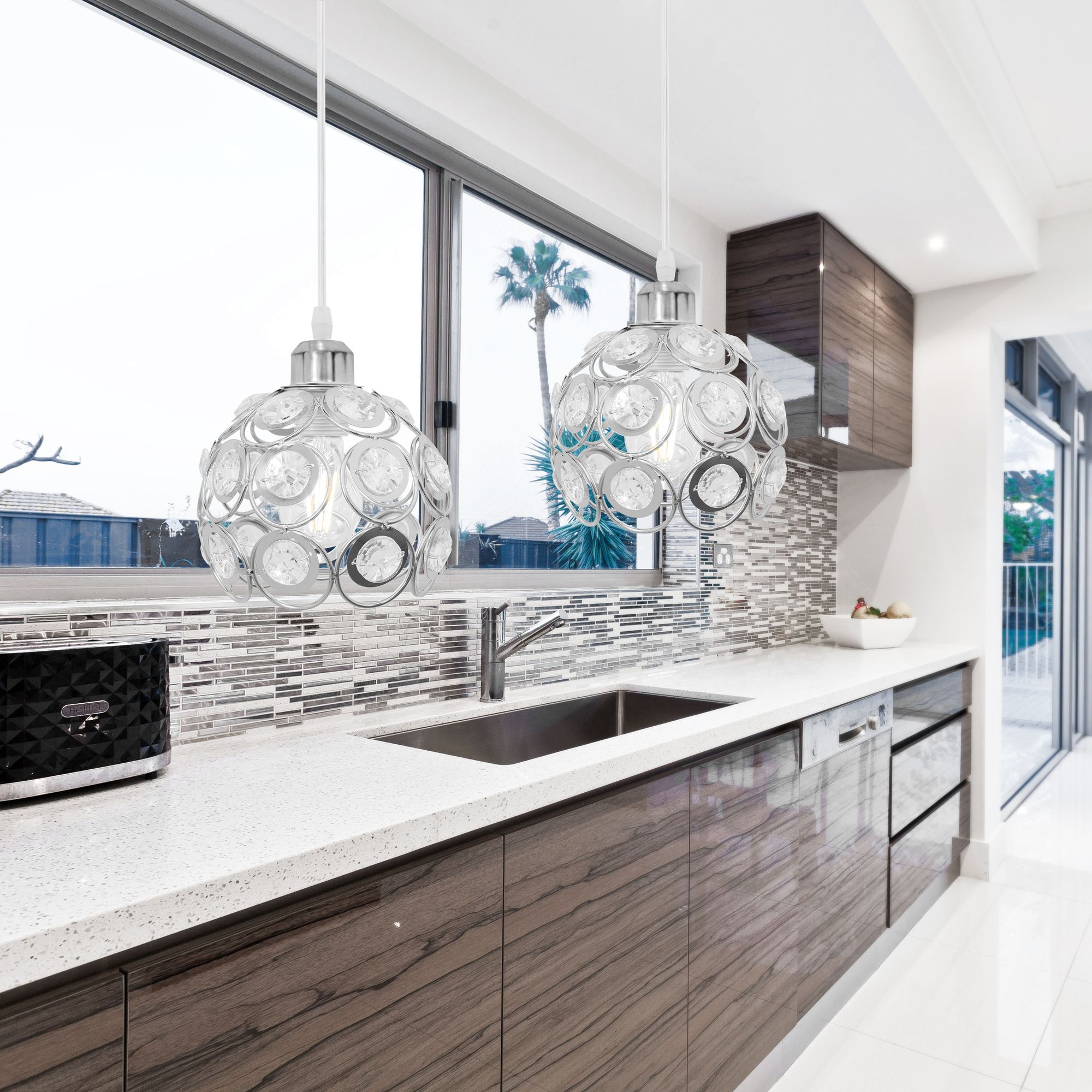 Lampa Wisząca Sufitowa Kryształowa App207-1c Chrom