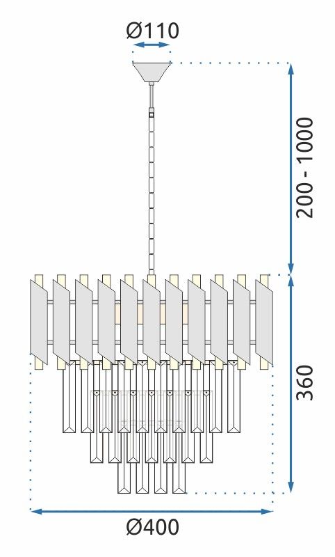 Lampa Wisząca z Kryształami 312359 ZŁOTA