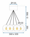 Lampa Sufitowa Wisząca Szklane Kule APP560-7CP