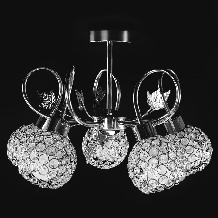Lampa Kryształowa Żyrandol z Metalowymi Liśćmi APP636-5C