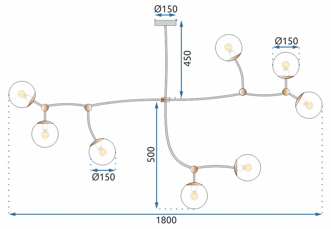 Lampa Wisząca Sufitowa Czarny Mat APP1673-8CP 9