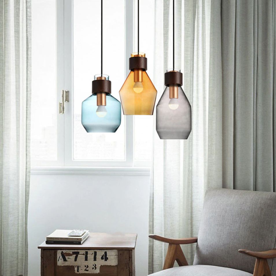 Lampa sufitowa szklana APP435-1CP szara