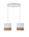 Bianco lampa wisząca biały talerz 2x40w e27 abażur biały+orzechowy