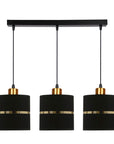 Assam lampa wisząca czarny+złoty 3x60w e27 abażur czarny+złoty pasek