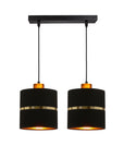 Assam lampa wisząca czarny+złoty 2x60w e27 abażur czarny+złoty pasek