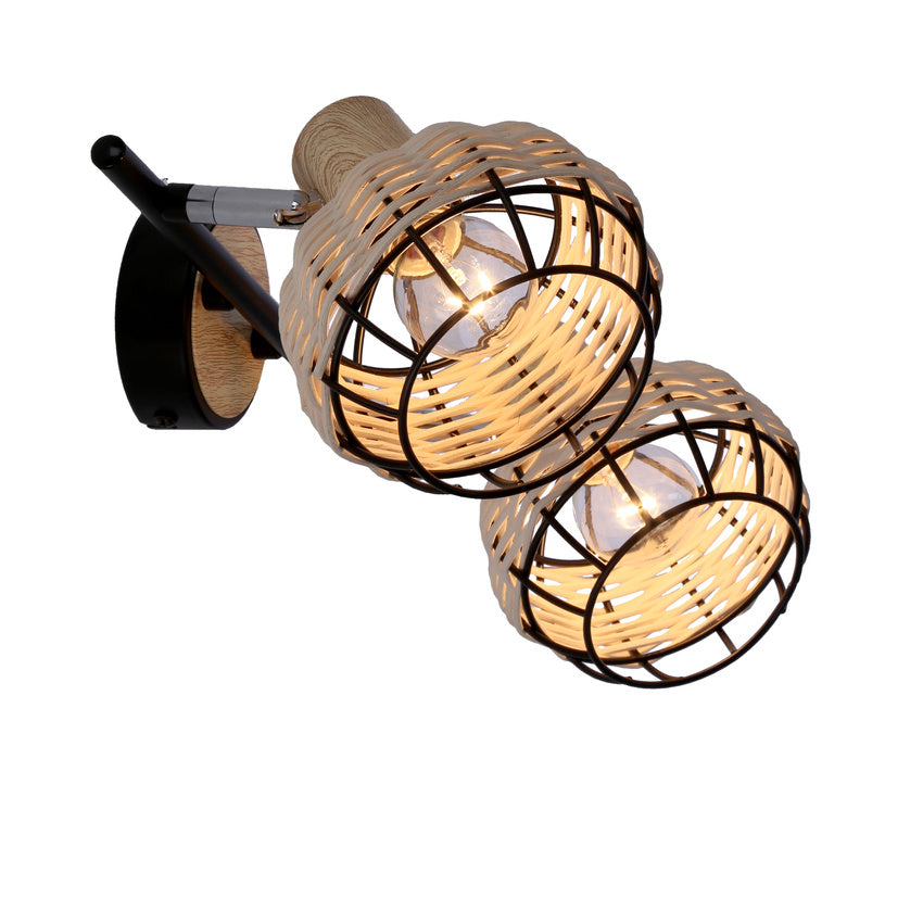 Tajga lampa sufitowa listwa czarny+drewniany 2x40w e14 klosz czarny+drewniany