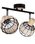 Tajga lampa sufitowa listwa czarny+drewniany 2x40w e14 klosz czarny+drewniany