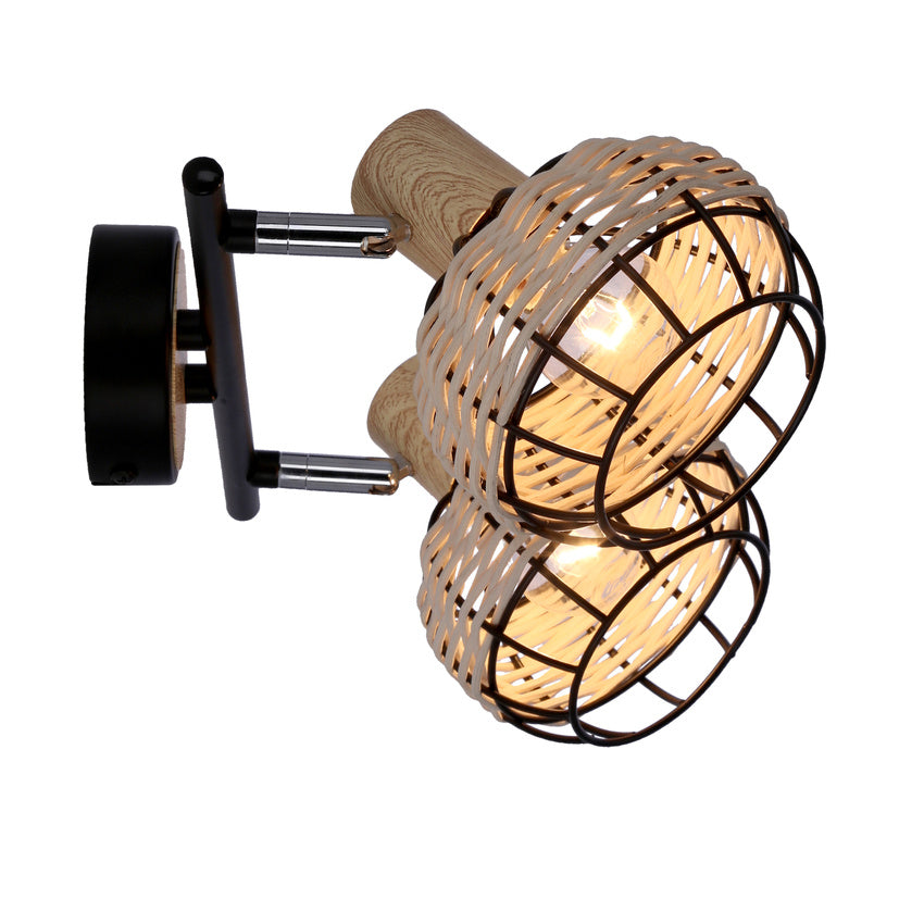 Tajga lampa sufitowa listwa czarny+drewniany 2x40w e14 klosz czarny+drewniany