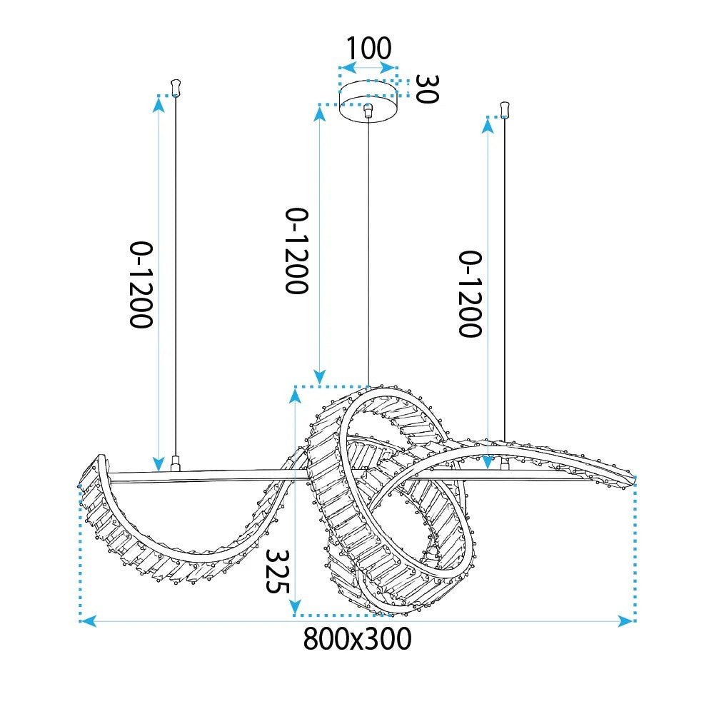 LAMPA SUFITOWA WISZĄCA KRYSZTAŁOWA LED SWE082-CP ZŁOTA 10