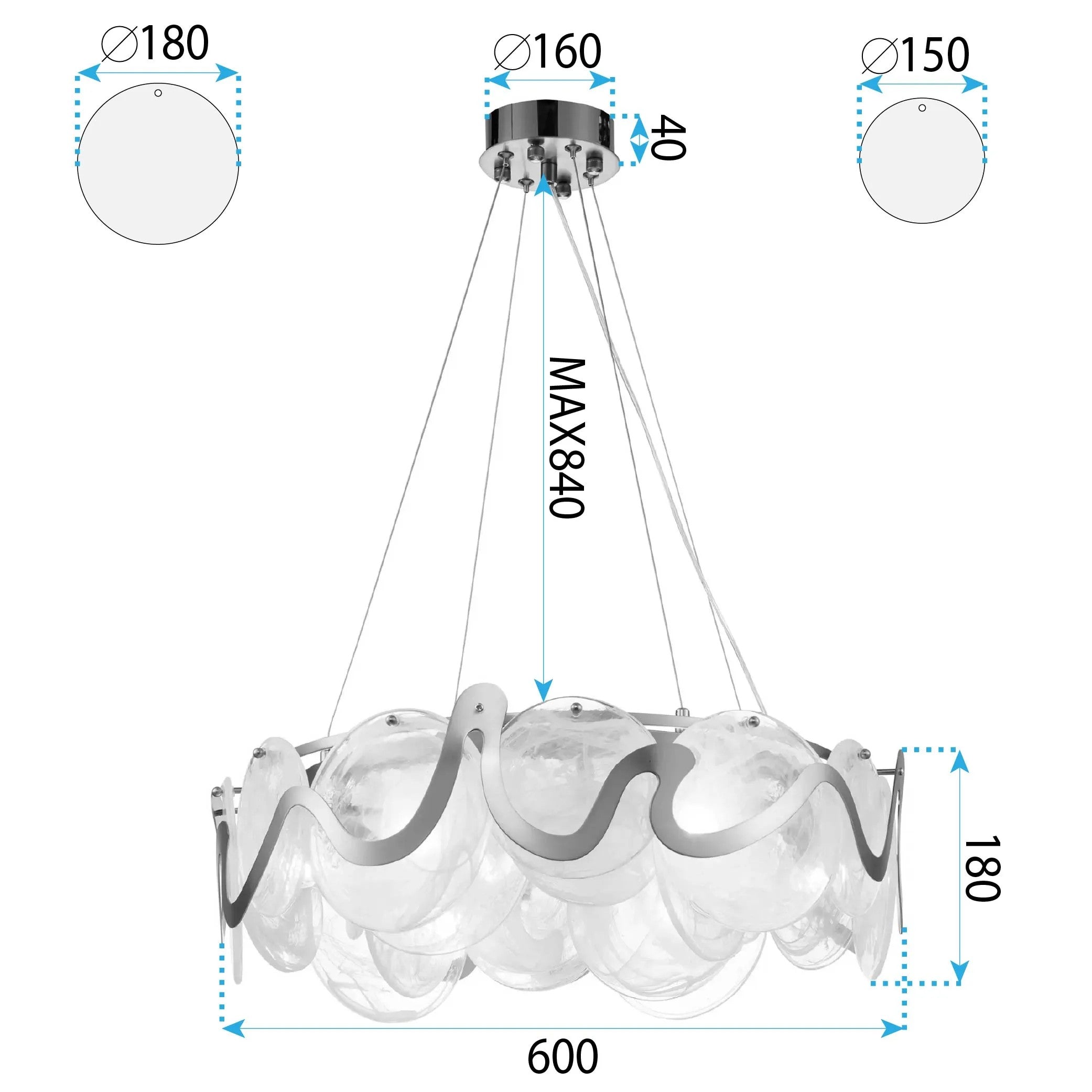 Lampa Sufitowa Wisząca APP1544-8CP Złota Szczotkowana 10