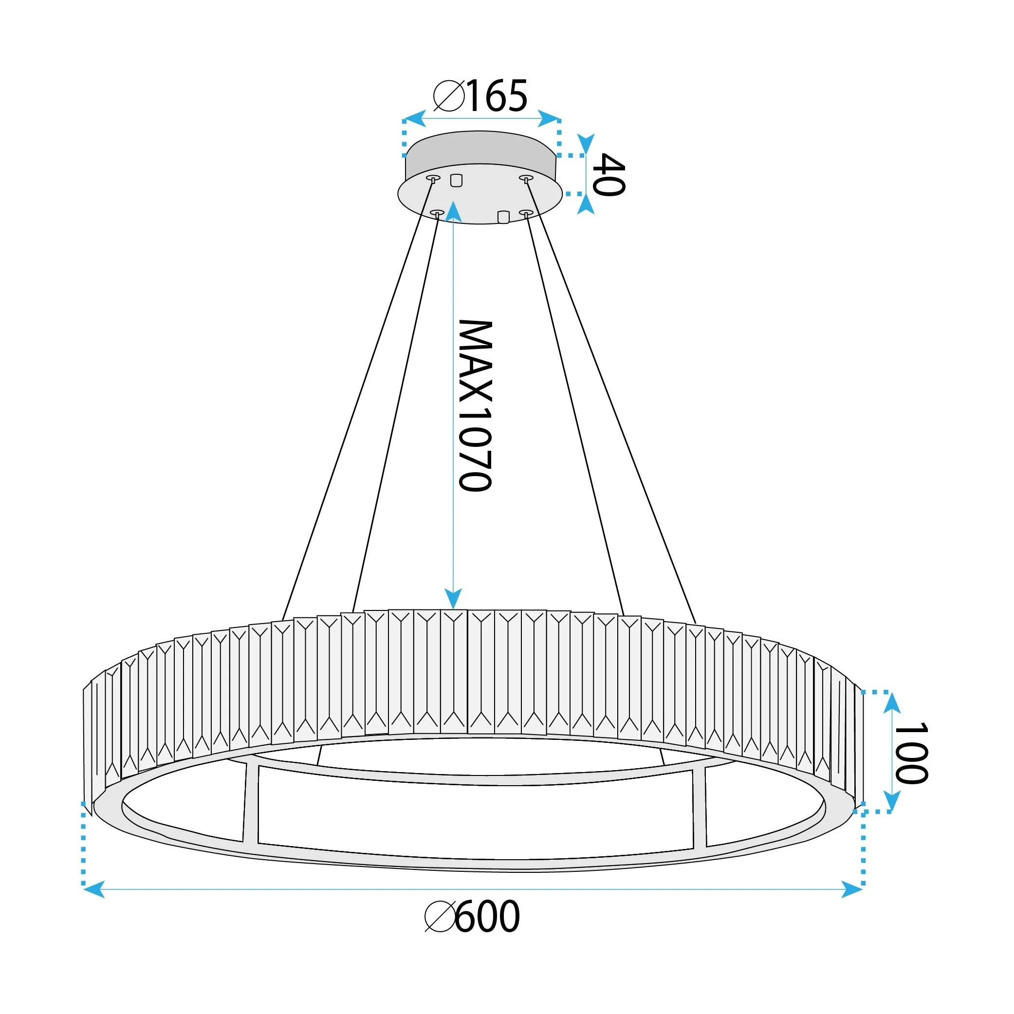 LAMPA SUFITOWA WISZĄCA LED APP1748-CP 60CM 10