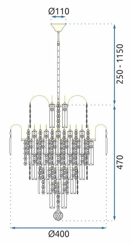 KRYSZTAŁOWA LAMPA SUFITOWA 312358 Złota 10