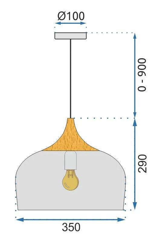 Lampa Sufitowa Wisząca Pojedyncza Bari Szara APP182-1CP 10