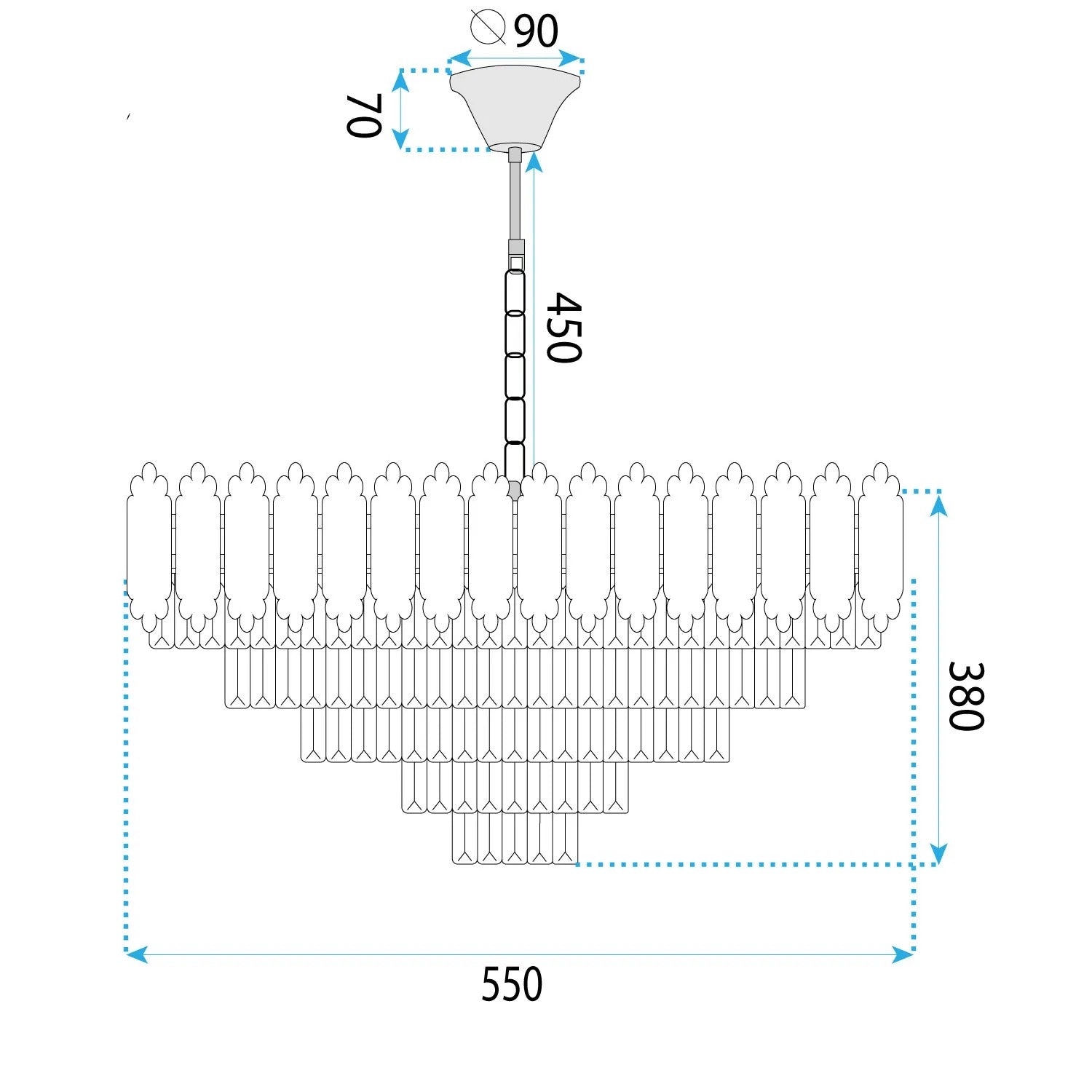 Lampa Wisząca Z Kryształami G049-CP 60CM 10