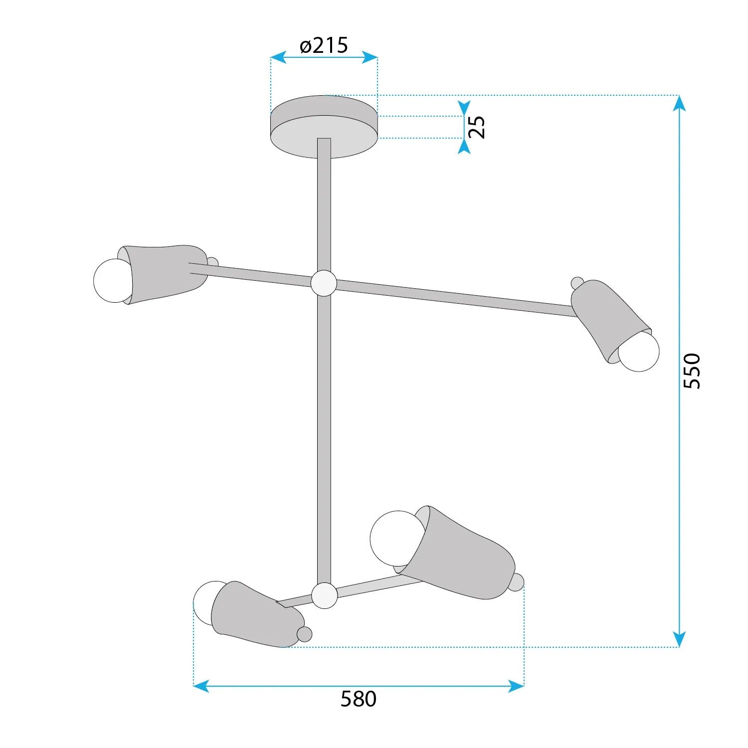 Lampa Wisząca 4-ramienna APP1708-4CP CZARNA + ZŁOTO 10