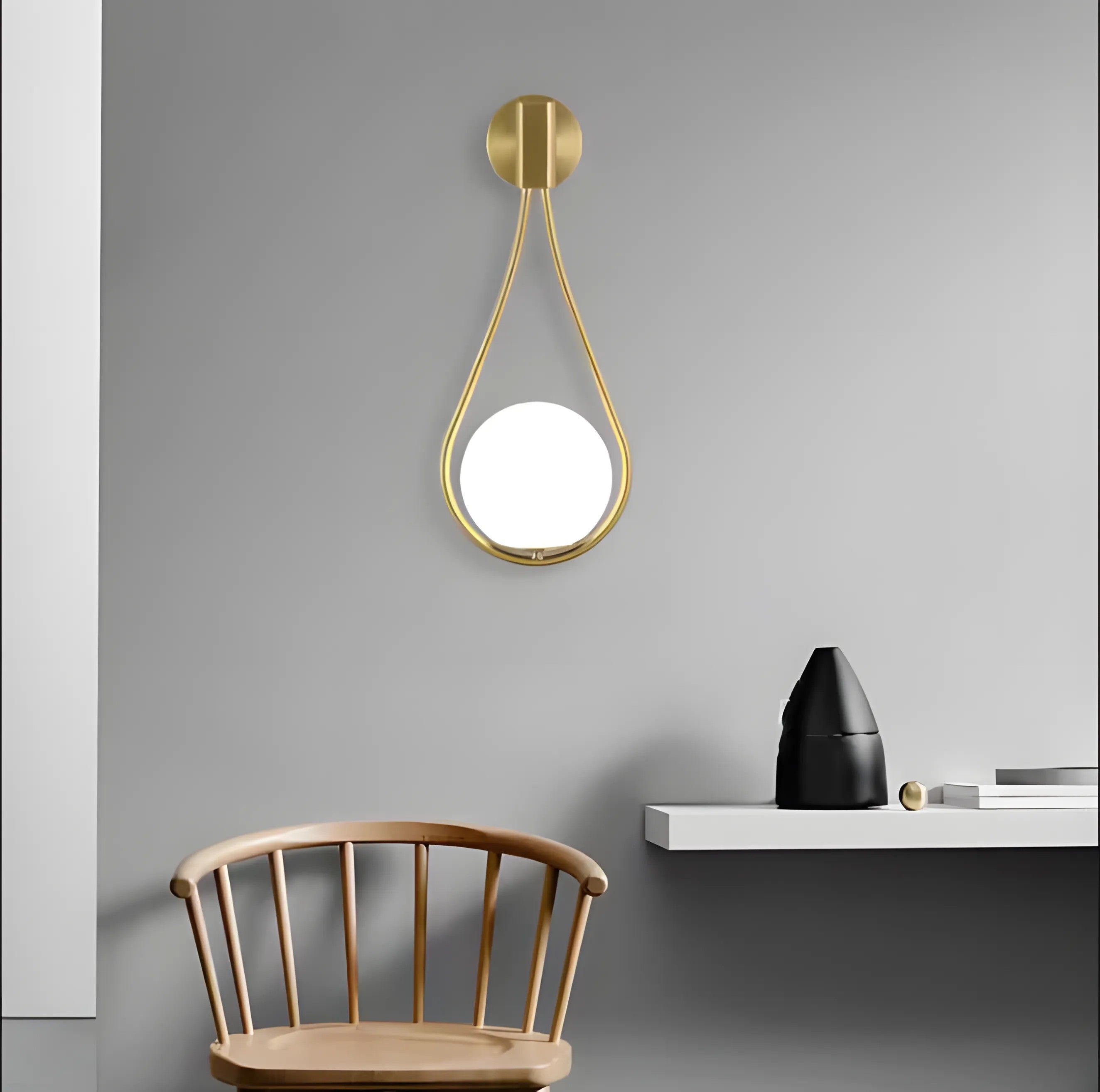 Kinkiet Ścienny Kula Szklana G094-1W Złoty Biały 10