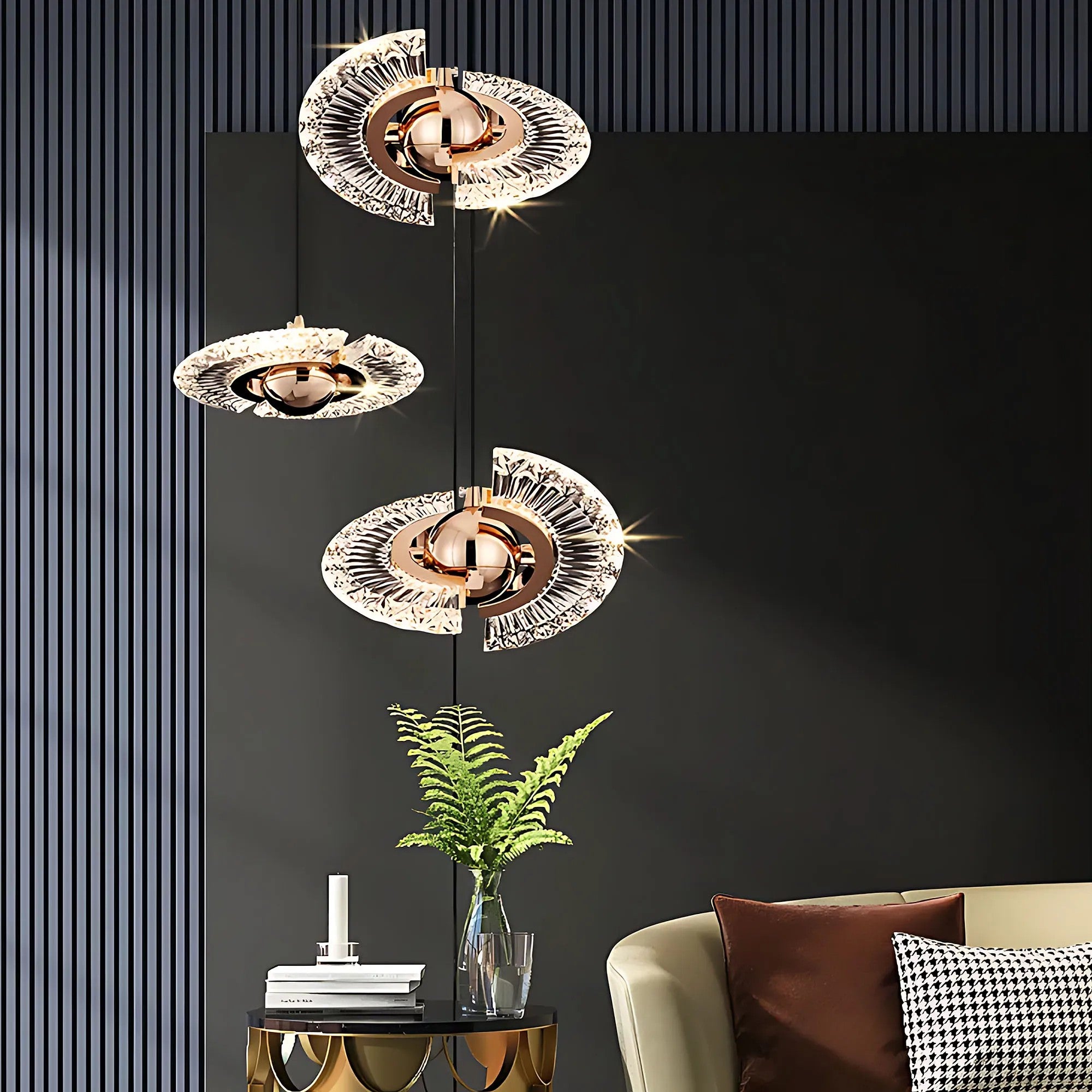 LAMPA SUFITOWA WISZĄCA LED LHJ108-2CP ZŁOTA 10