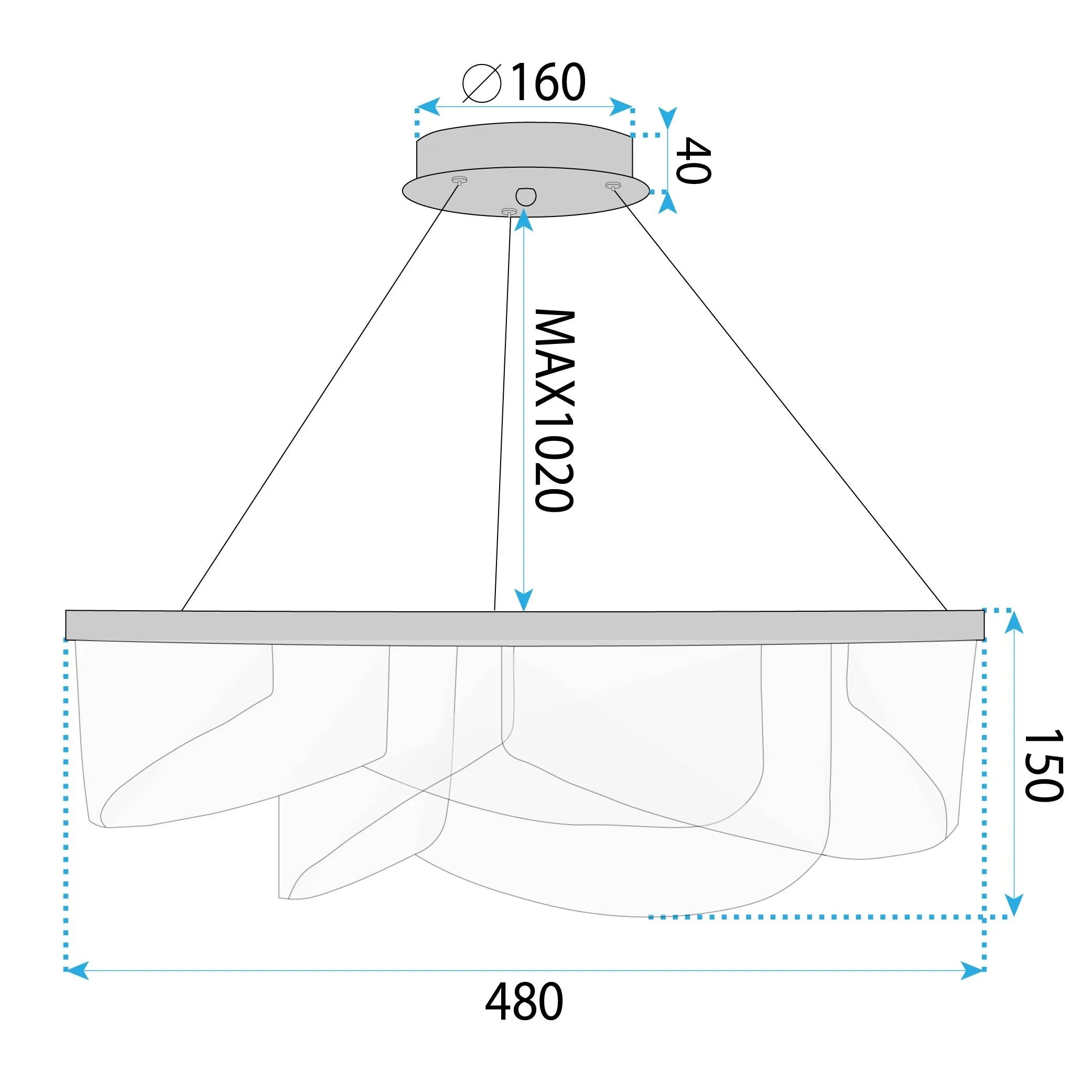 Lampa Sufitowa Wisząca LED G138-CP 50cm Złota 10